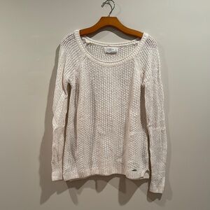 Abercrombie & Fitch White Crew Neck Sweater with Textured Knit